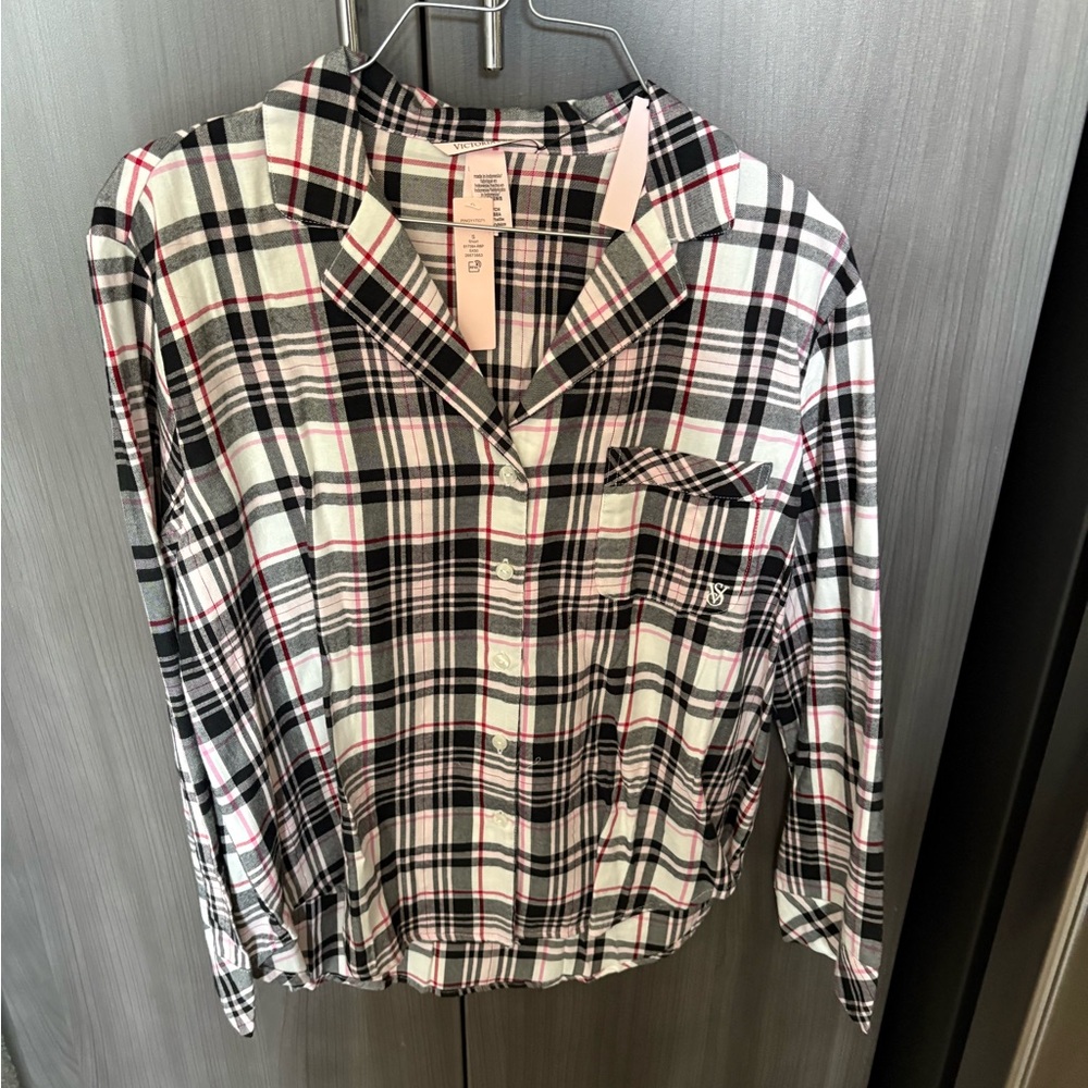 Victorias Secret pink button up pajama shirt